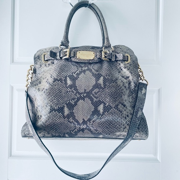 MICHEAL KORS  SNAKES SKINS REPTILE LEATHER SHOULDER BIG TOTE BAG - Picture 1 of 16